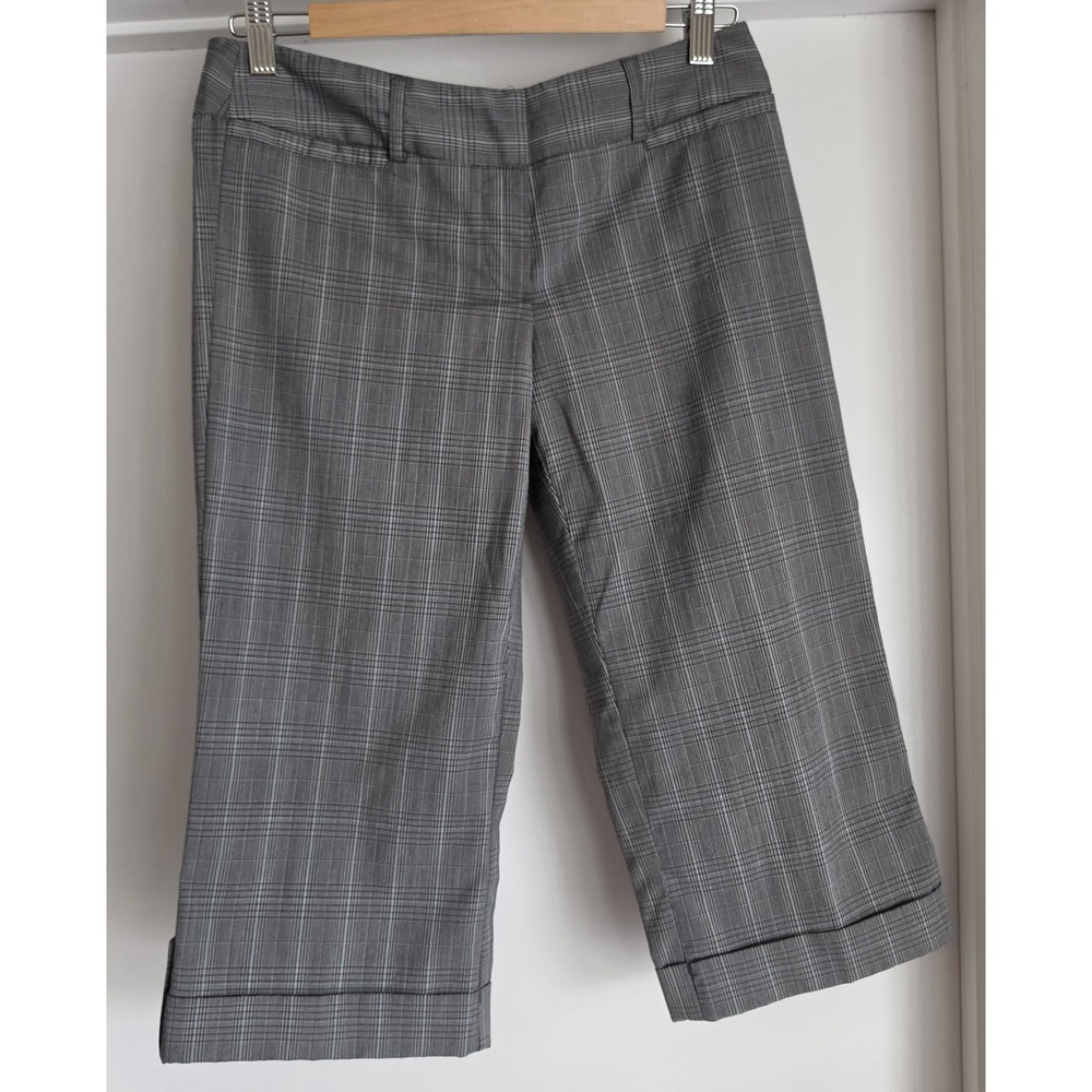 VTG Y2K Tracy Evans Limited Capri Pants Women Size 5 Grey Plaid Trousers Cropped